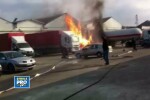 Pericol de explozie in Buzau. O cisterna cu 30 de tone de propan a luat foc