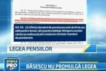 Traian Basescu nu promulga legea pensiilor si o trimite inapoi in Parlament