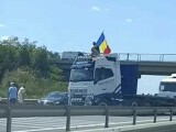 „Stegarul tirist” care a pus camionul de-a latul pe A1 și a blocat intrarea în București a fost reținut de polițiști