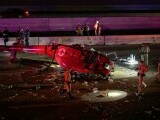 Momentul în care un elicopter medical se prăbuşește pe o autostradă din SUA. Trei oameni se află în stare critică | VIDEO