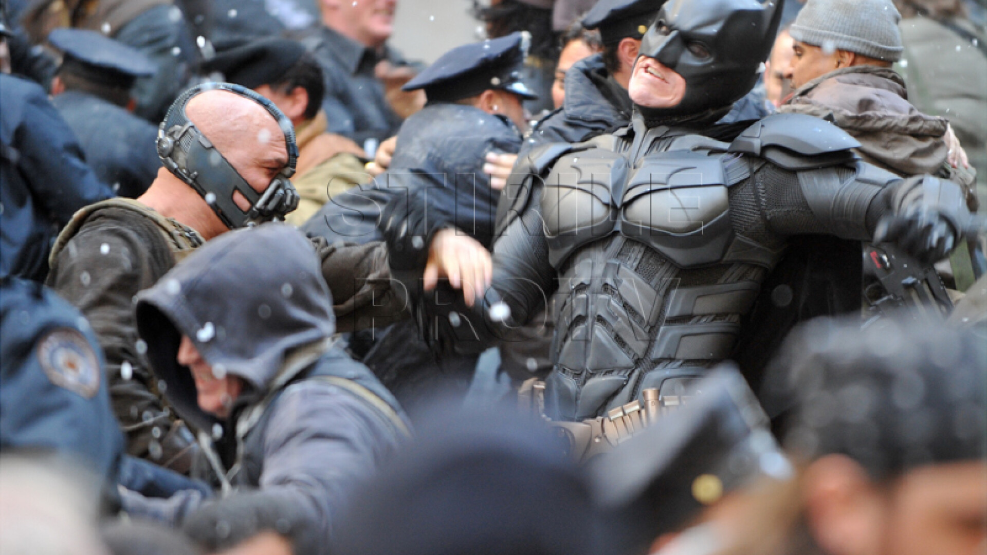 Secventa din timpul filmarilor la Batman: The Dark Knight Rises