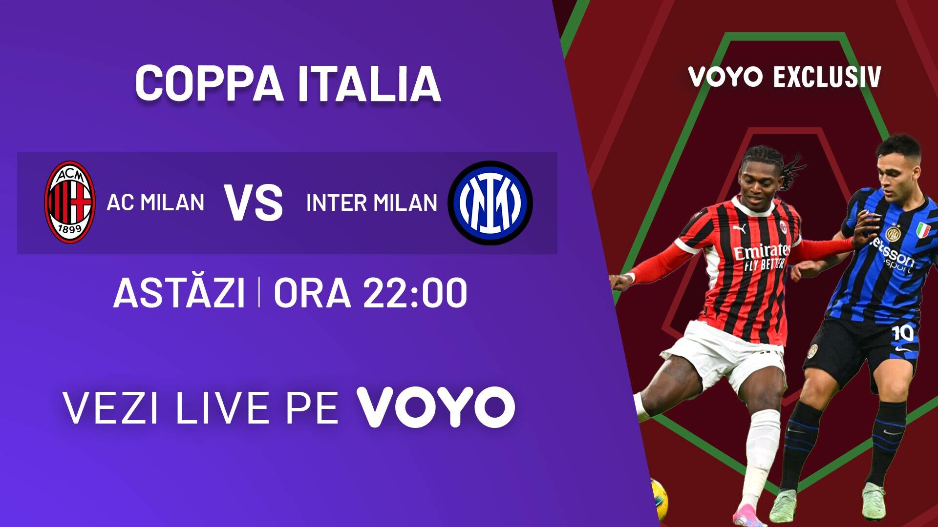 Coppa Italia revine pe VOYO. Ultimele două meciuri din semifinale, LIVE, cu echipe de top din Serie A, marți și miercuriCoppa Italia revine pe VOYO. Ultimele două meciuri din semifinale, LIVE, cu echipe de top din Serie A, marți și miercuri