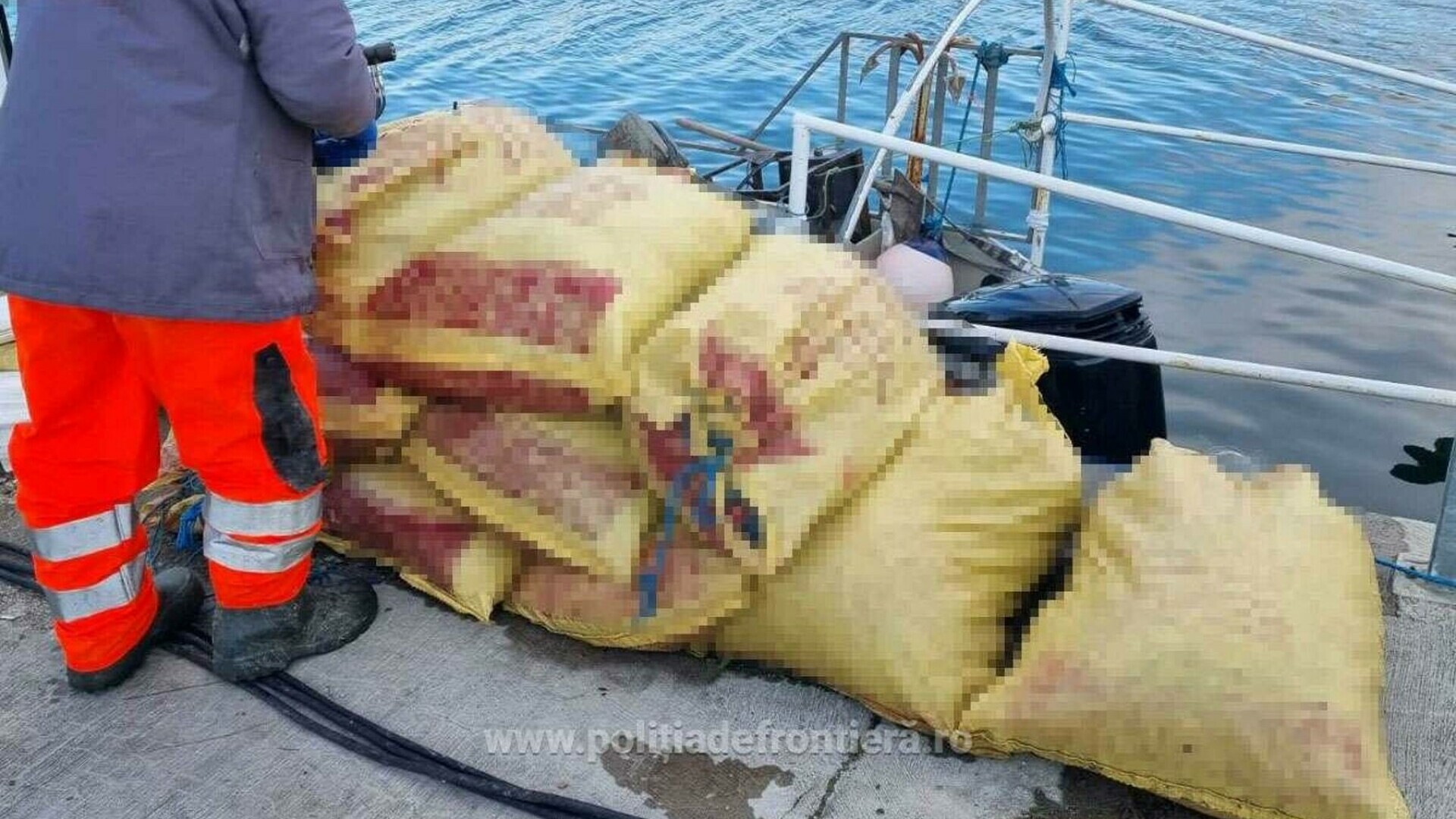 Constanţa: Pescador neînregistrat, cu motor furat, depistat pe mare; la bord erau 760 kg de calcan şi vulpe de mare
