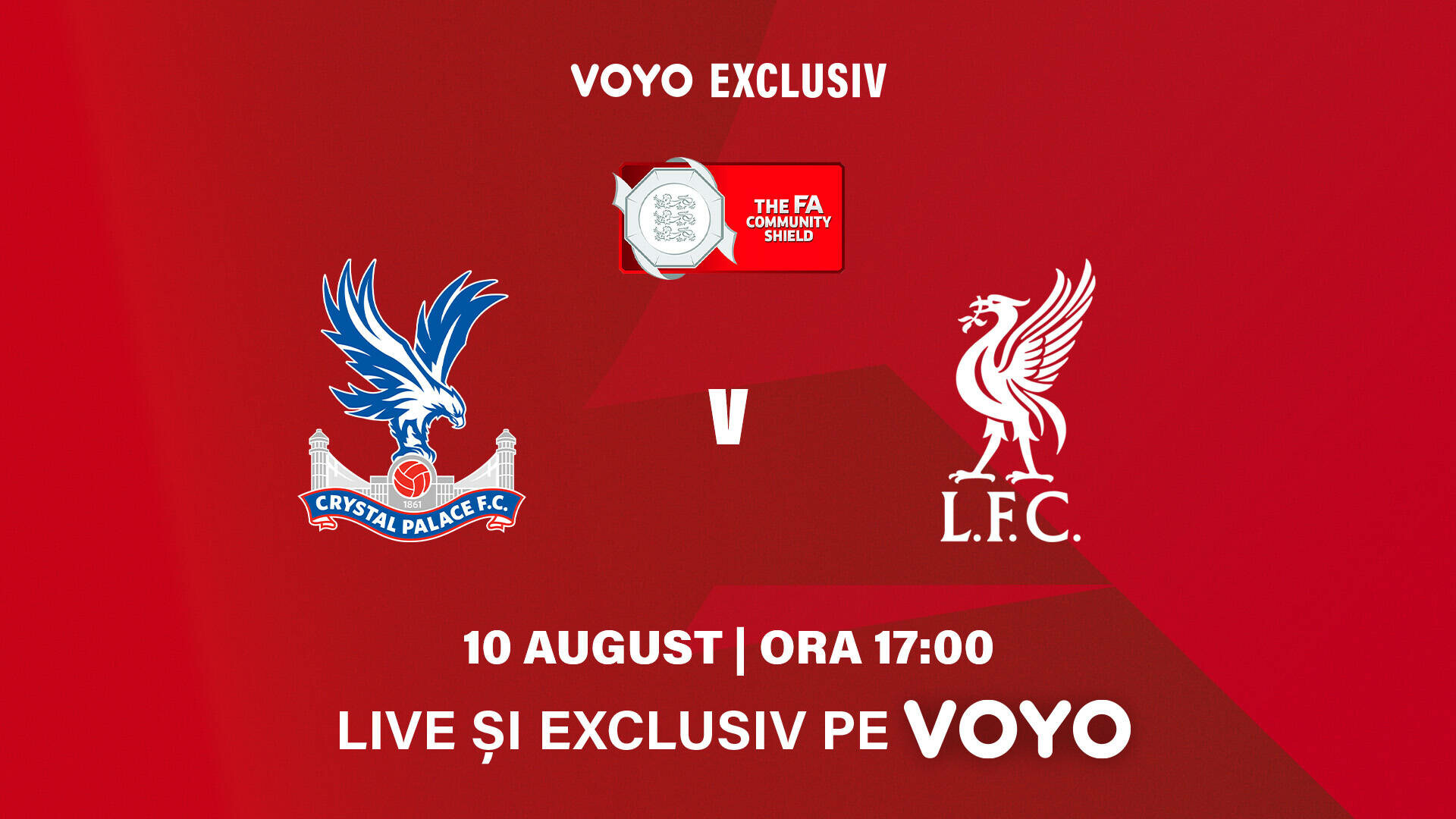 Duminica aceasta, VOYO transmite în exclusivitate meciul Liverpool – Crystal Palace din Community Shield