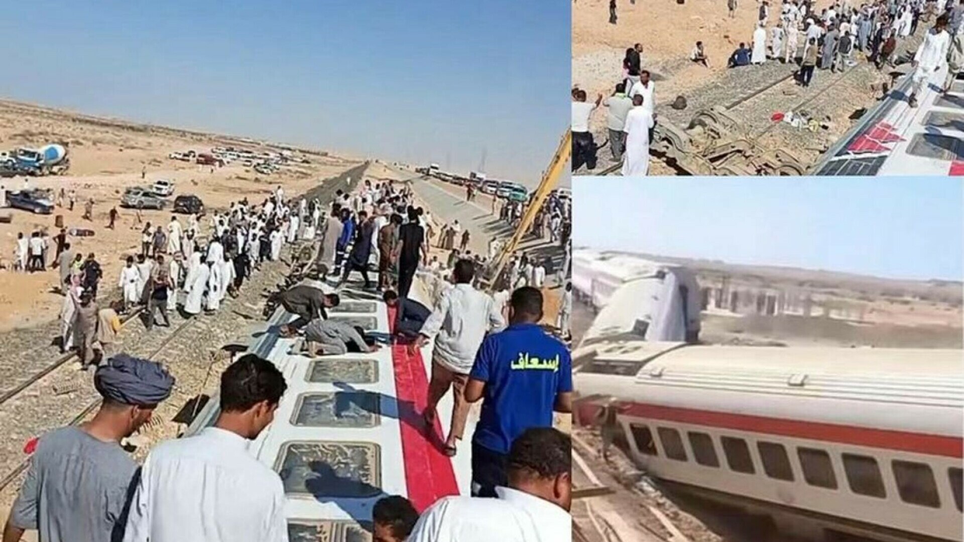 Cel puţin trei oameni au murit şi alți 94 au fost răniţi după ce un tren a deraiat în Egipt. FOTO