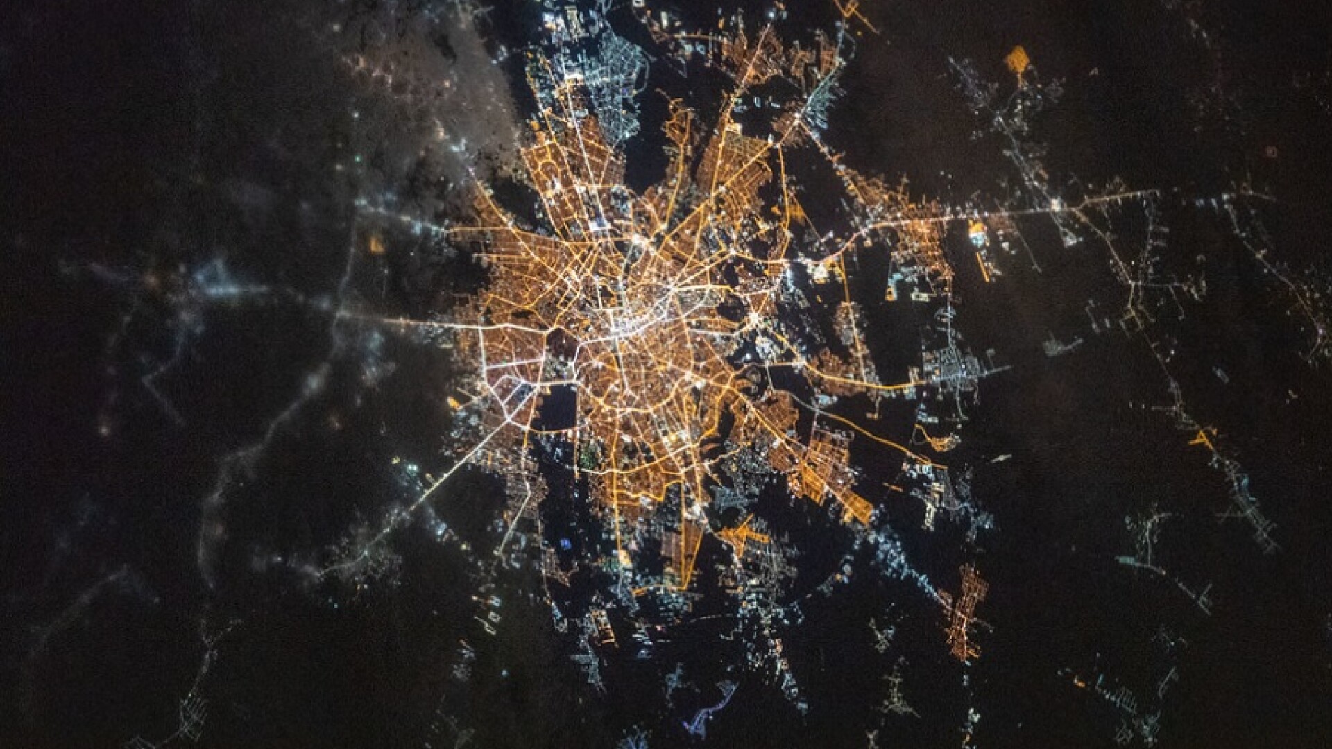 Bucureștiul, văzut din spațiu. Imagina publicată de NASA