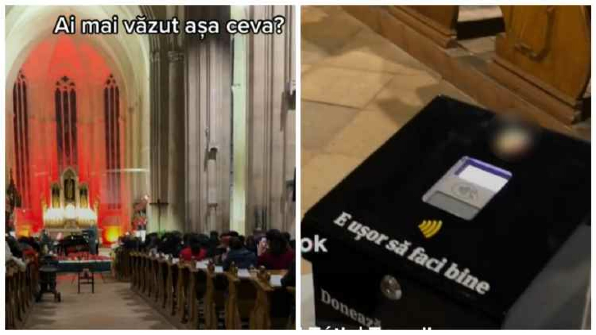 Cutia milei electronică, într-o biserică din Cluj-Napoca. Credincioșii donează contactless, cu telefonul și cardul
