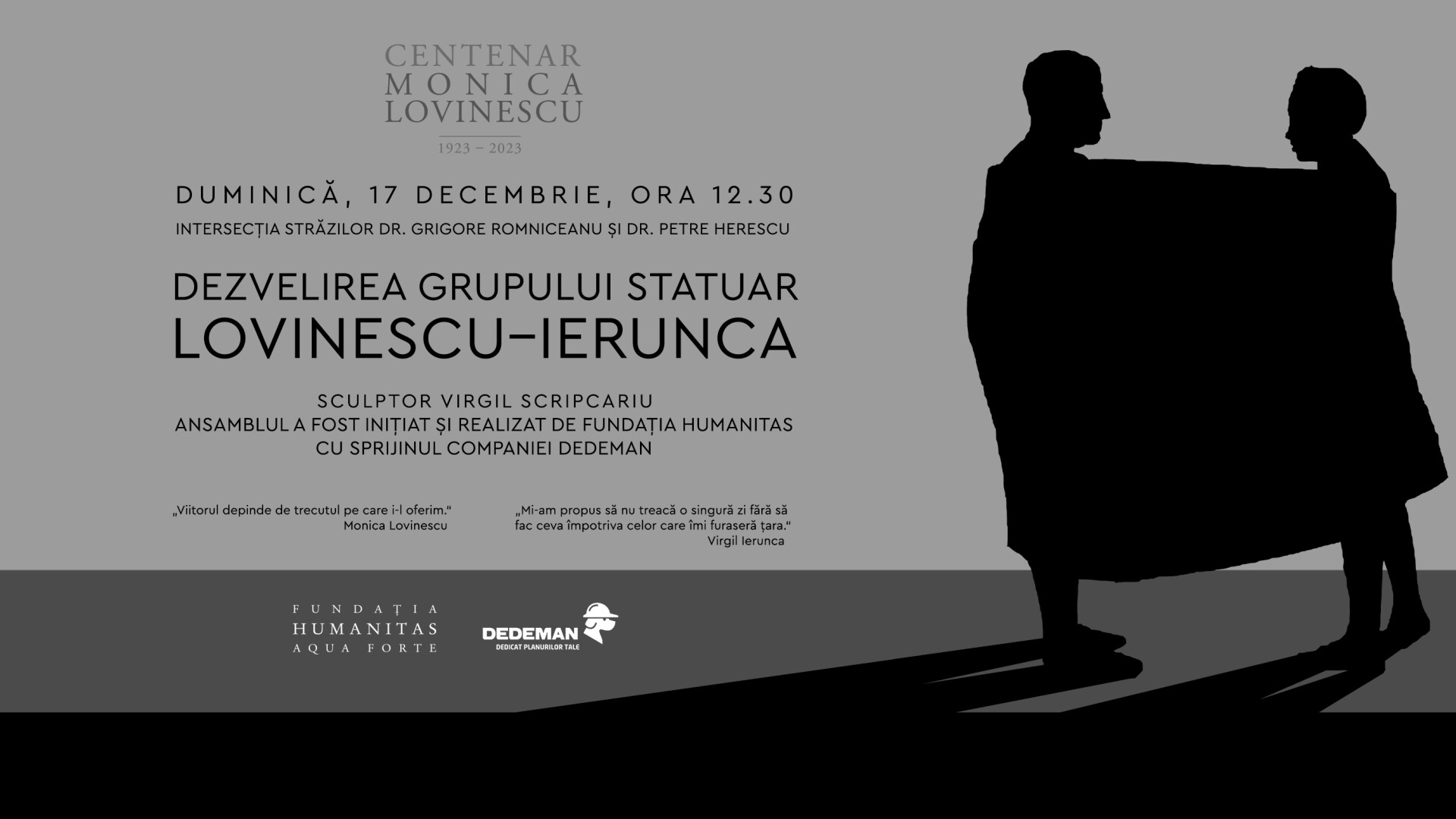 Ceremonia de dezvelire a grupului statuar Lovinescu–Ierunca