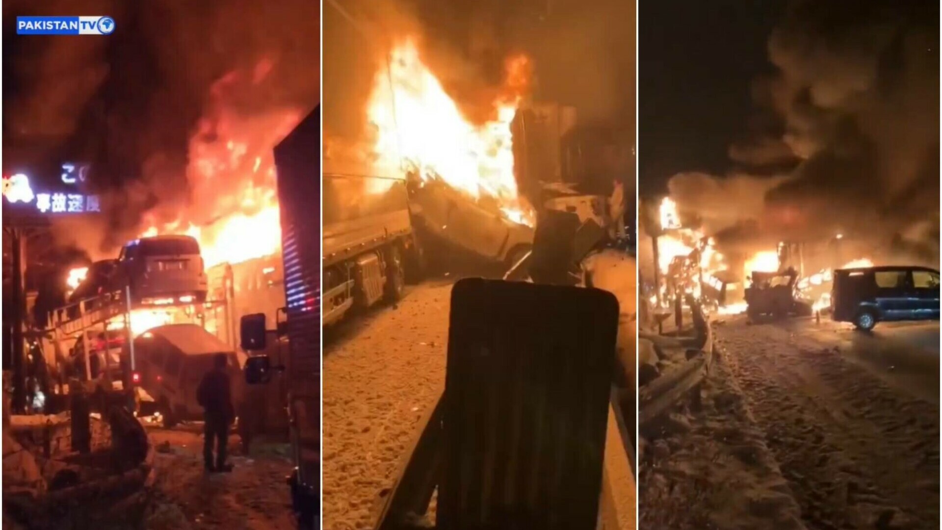 Infern pe o autostradă înzăpezită din Japonia, după un accident în lanț între 50 de mașini. Un mort și 27 de răniți. VIDEO