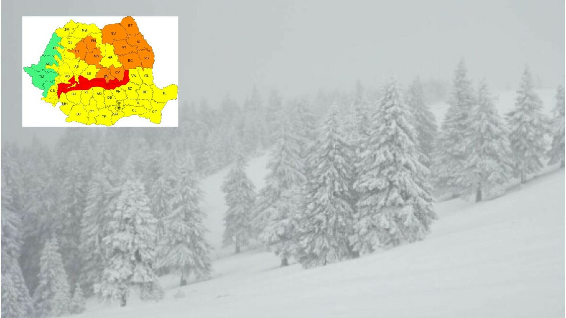 Viscol puternic în România. ANM a emis cod roșu, portocaliu și galben de vânt și ninsori în majoritatea regiunilor. HARTĂ