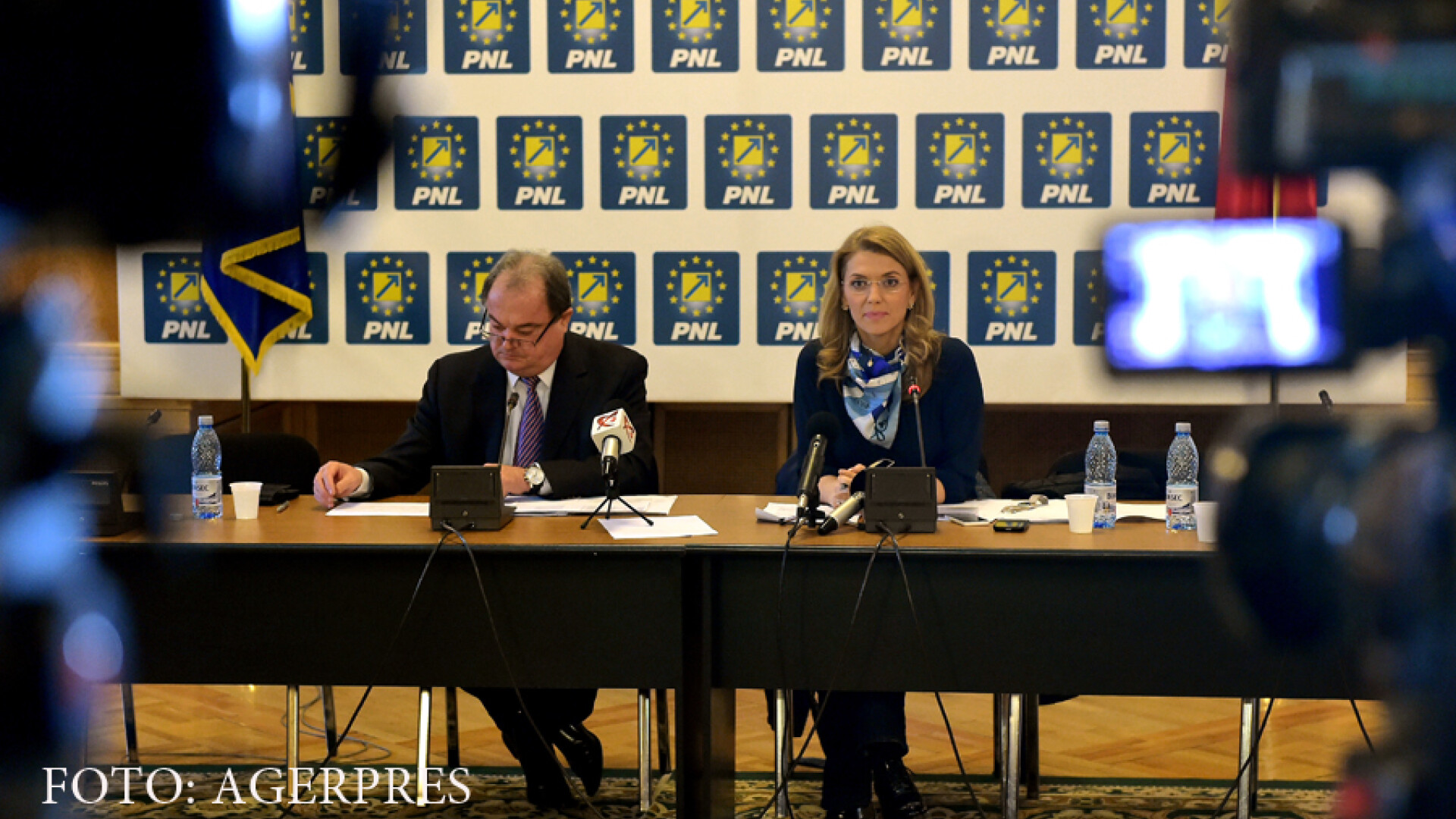 Vasile Blaga si Alina Gorghiu, copresedinti PNL, participa la sedinta a Biroului Politic National (BPN) al PNL, la Palatul Parlamentului