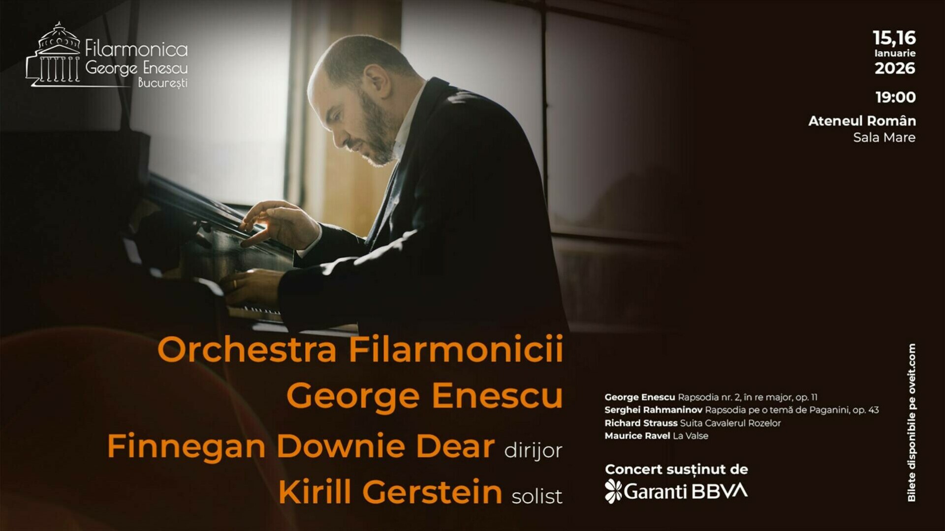 Filarmonica George Enescu: Finnegan Downie Dear și Kirill Gerstein, invitați pe 15-16 ianuarie