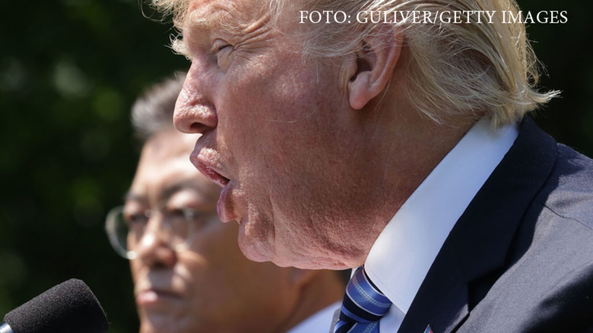 President Donald Trump and South Korean President Moon Jae-in deliver joint statements in the Rose Garden of the White House