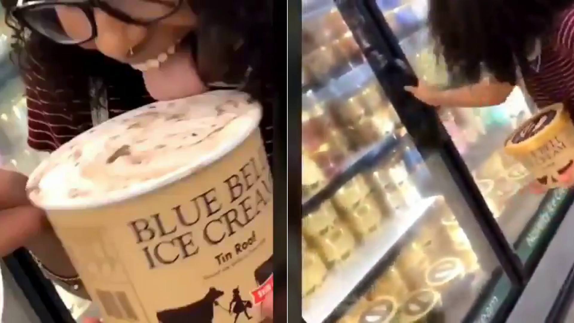 Femeie filmată în magazin în timp ce linge o înghețată, apoi o pune la loc în frigider