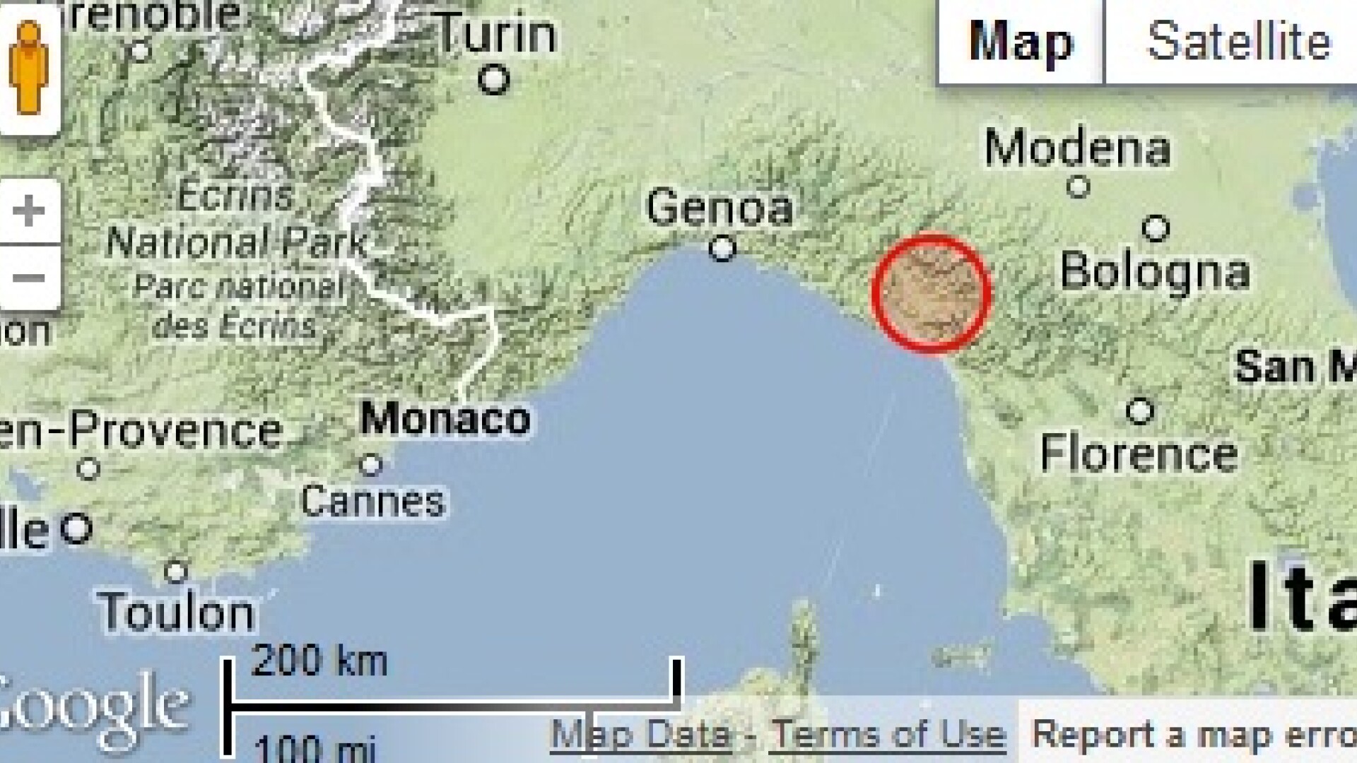 harta Italia, cutremur