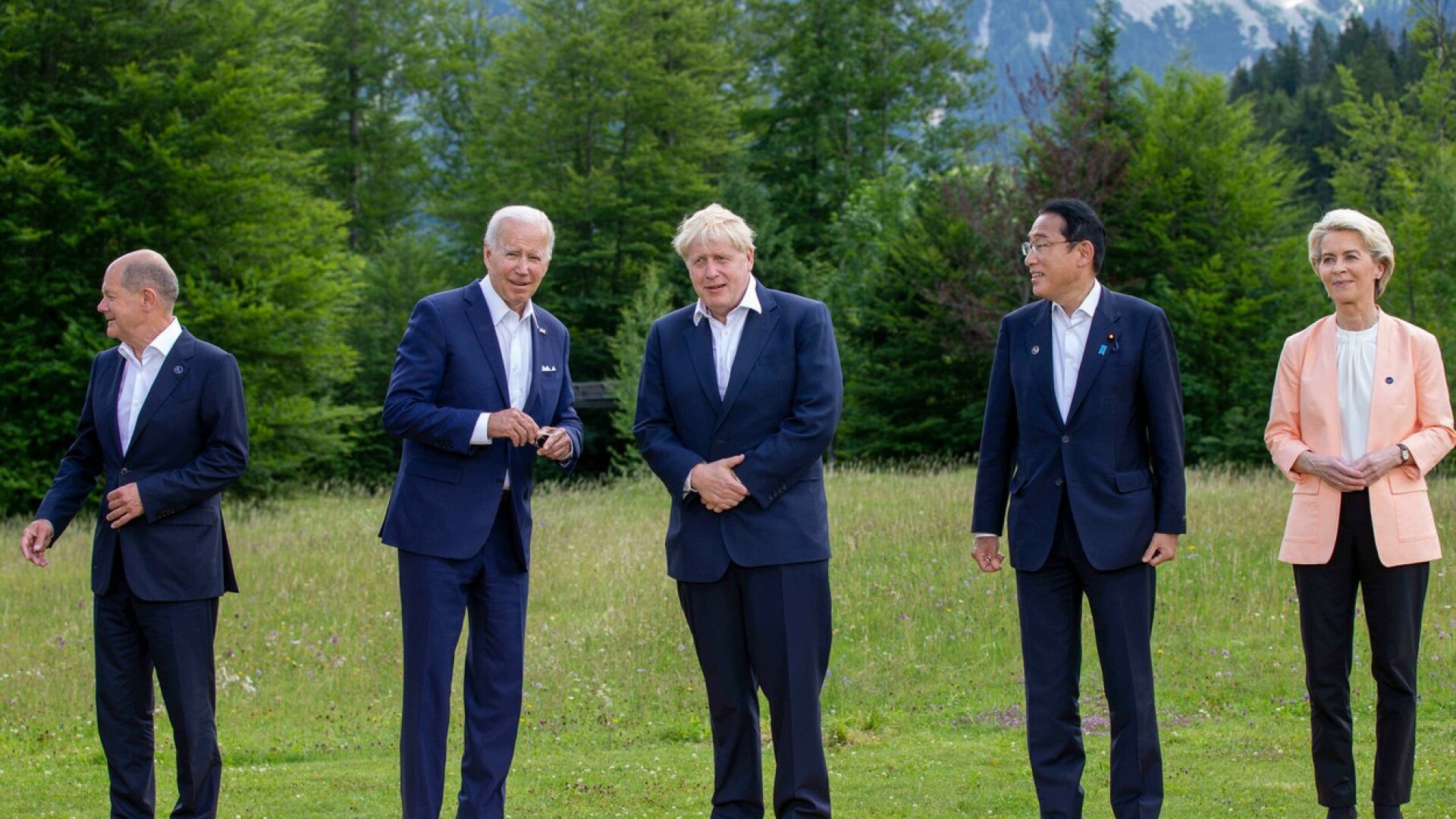 Scholz, Boris Johnson, Joe Biden, Ursula von der Leyen, G7