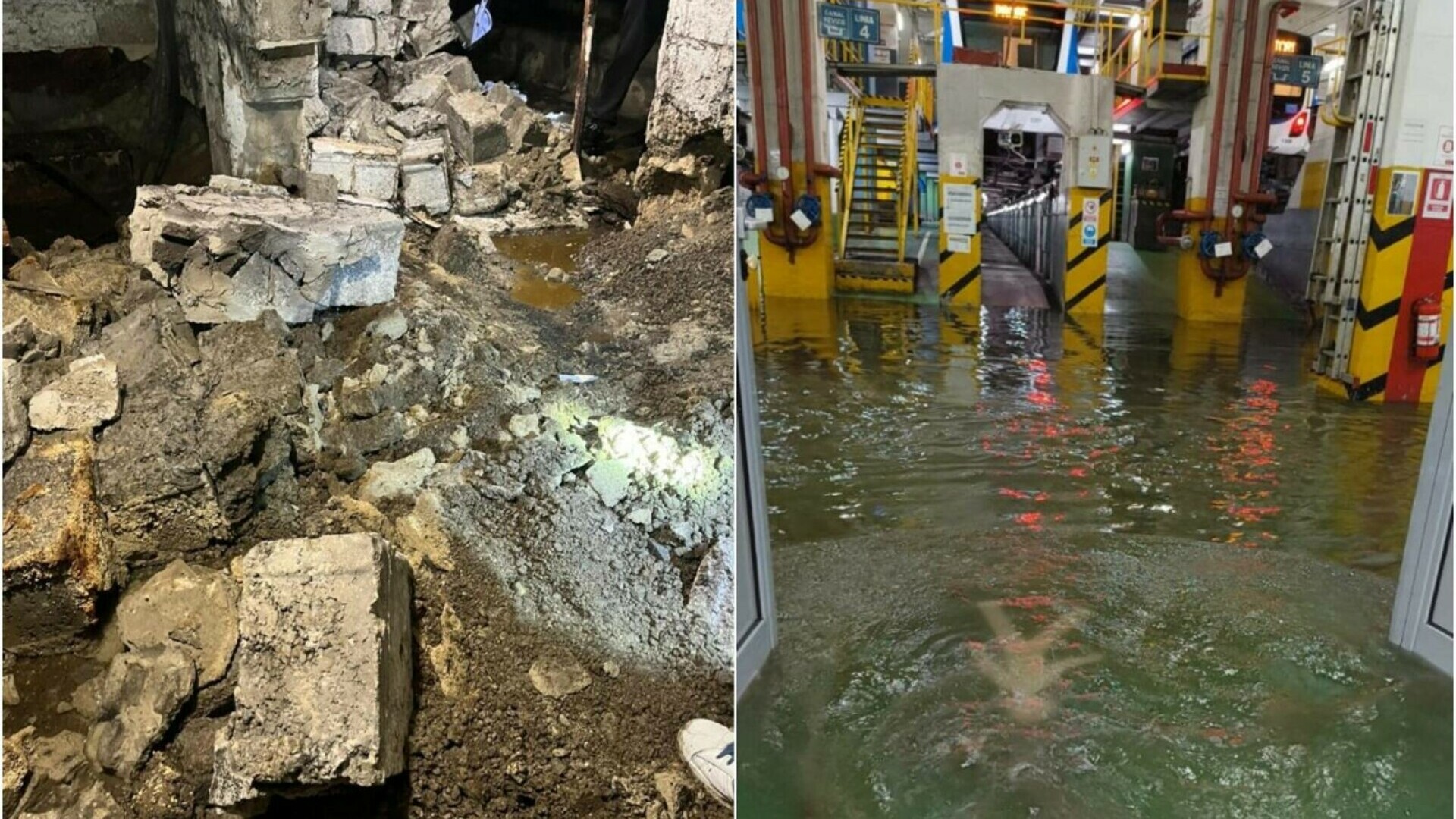 Un zid s-a prăbușit la stația de metrou Piața Sudului, din cauza infiltrațiilor de apă | GALERIE FOTO