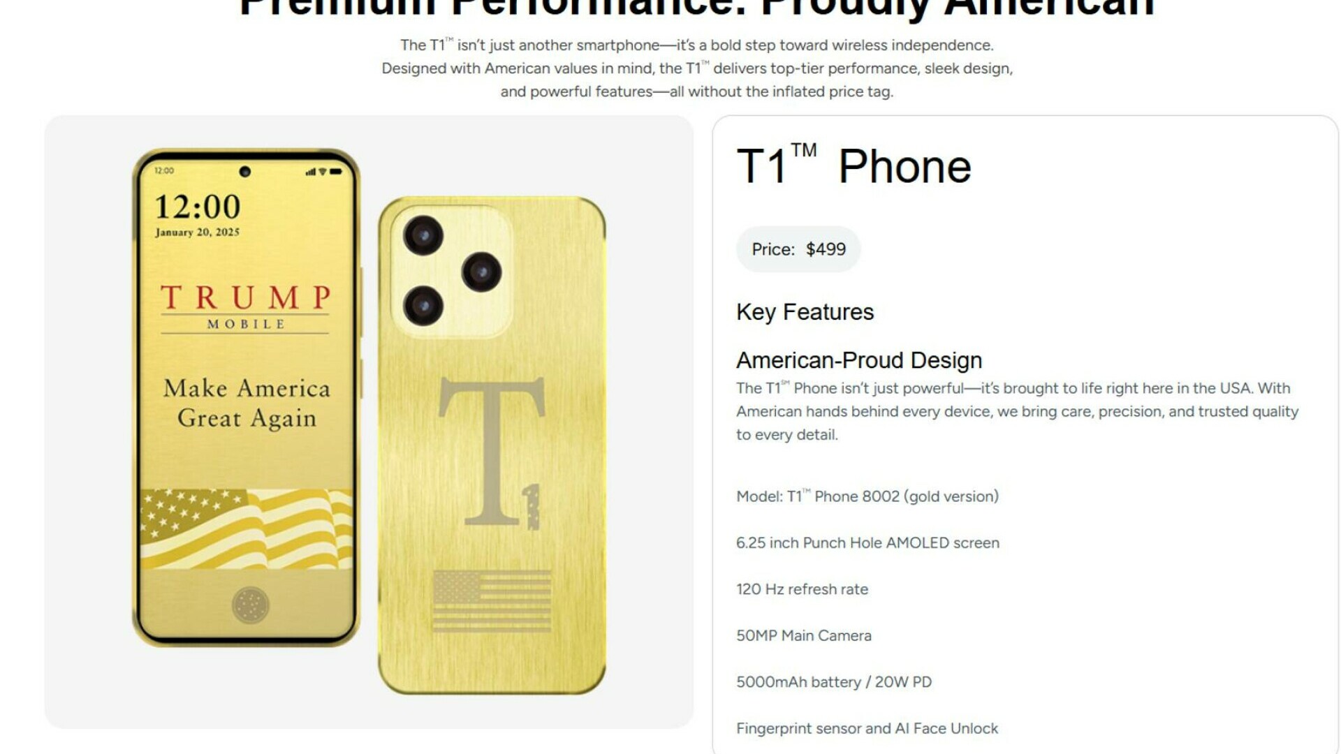 Telefonul lui Trump, american și nu prea. Specificațiile tehnice au fost schimbate în secret, după deschiderea precomenzilor