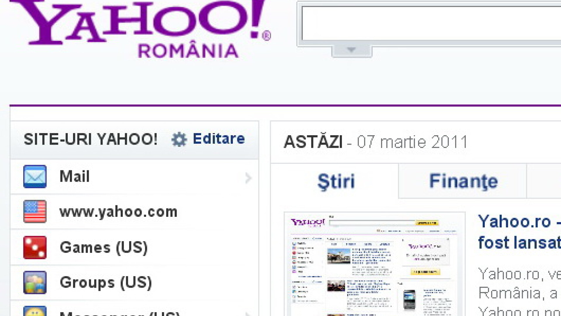 Yahoo.ro s-a lansat