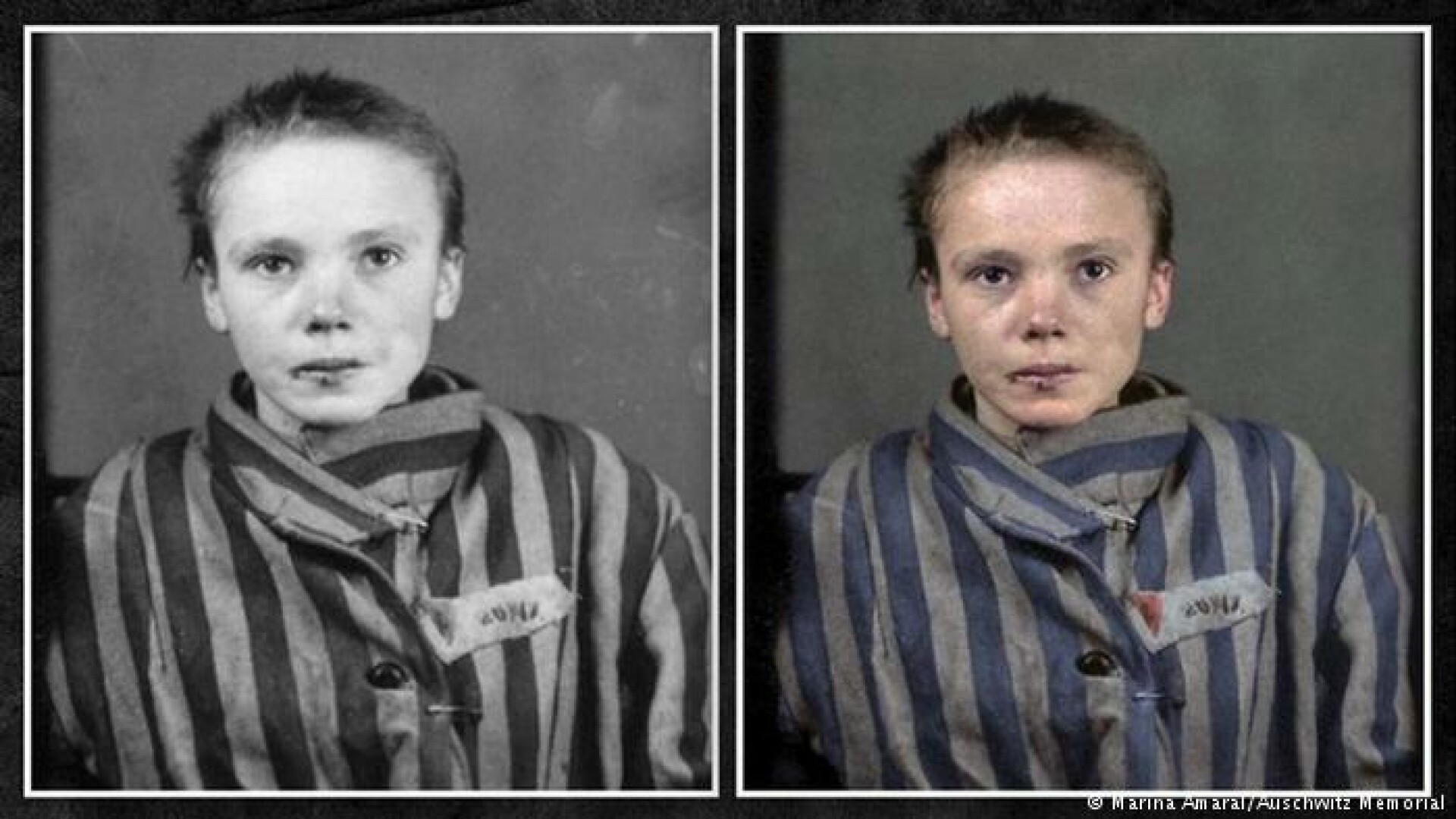 Czesława Kwoka, poza restaurata, Auschwitz-Birkenau