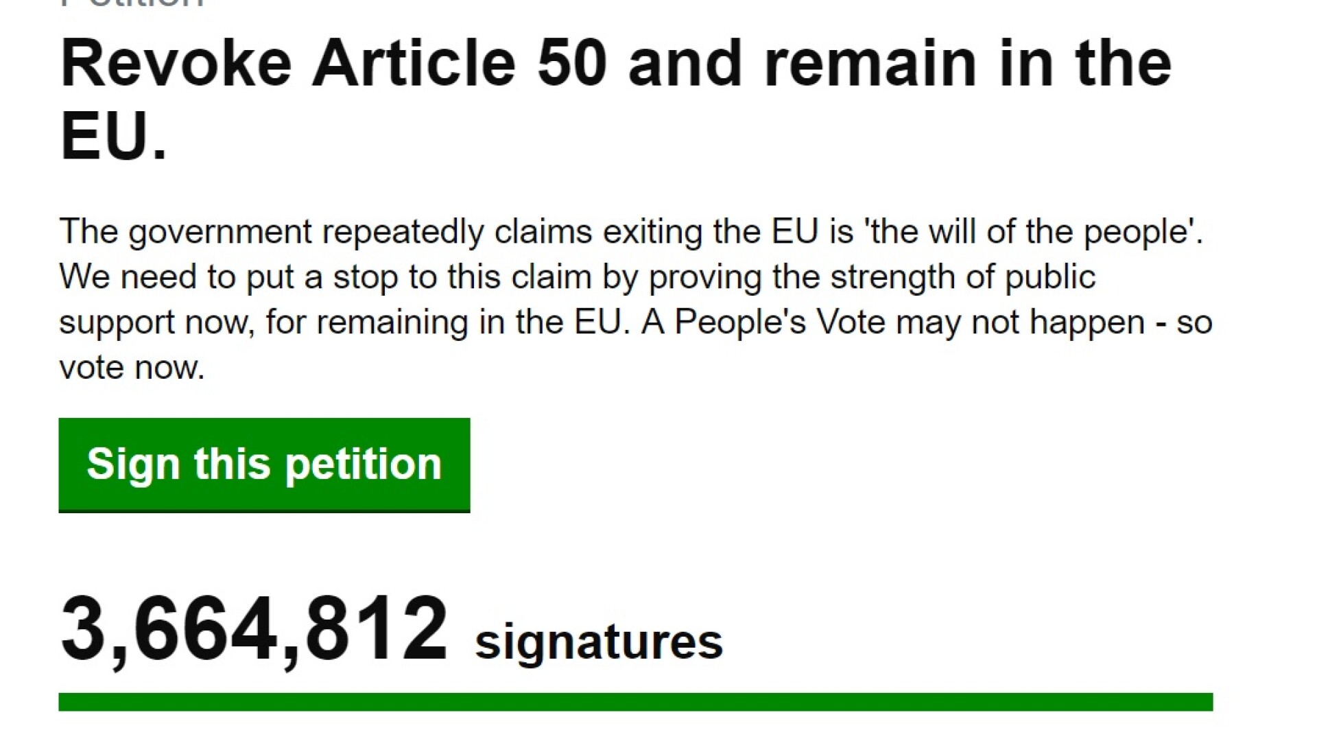 Petiție pentru oprirea Brexit-ului