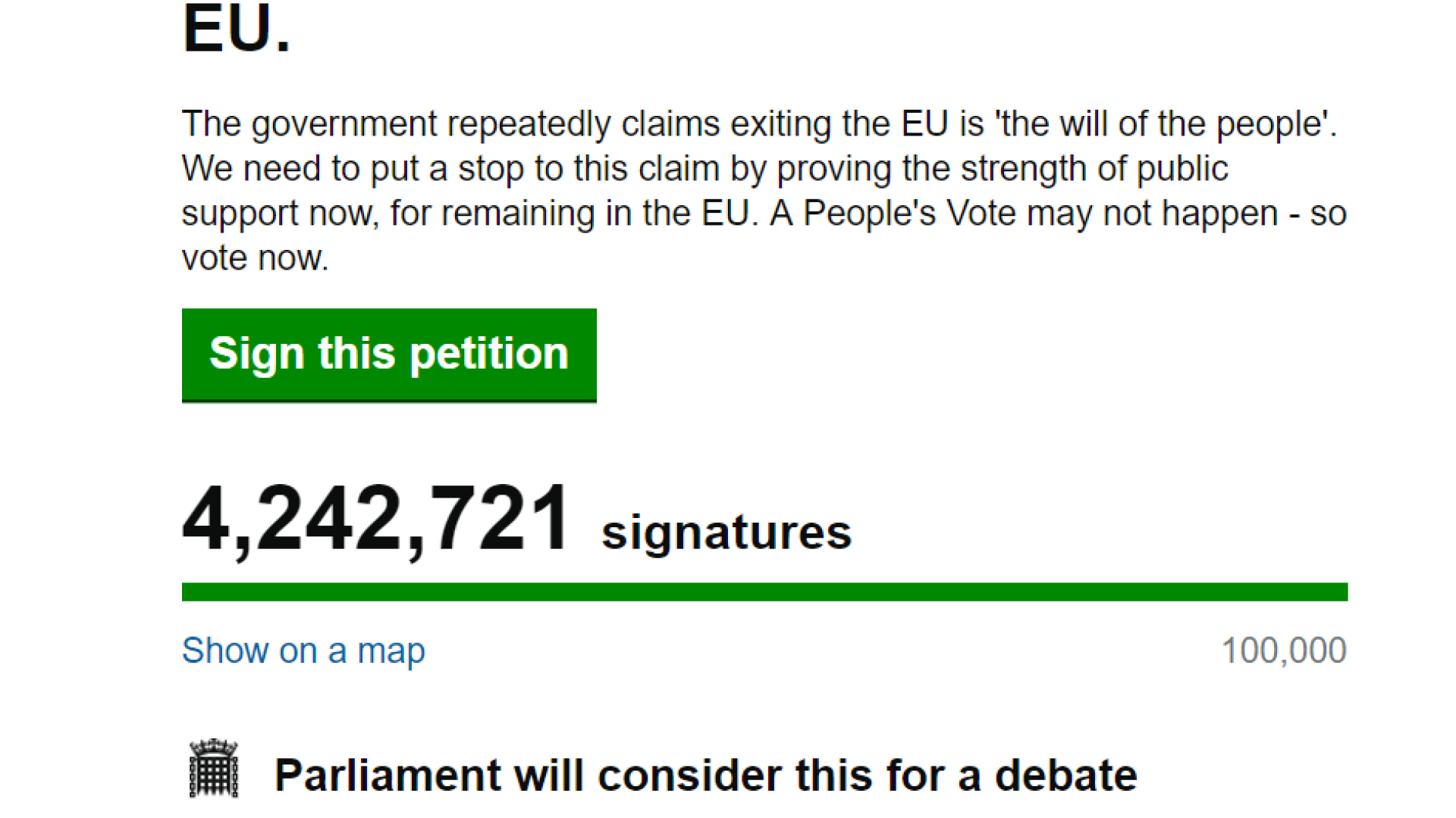 Petitie impotriva Brexitului