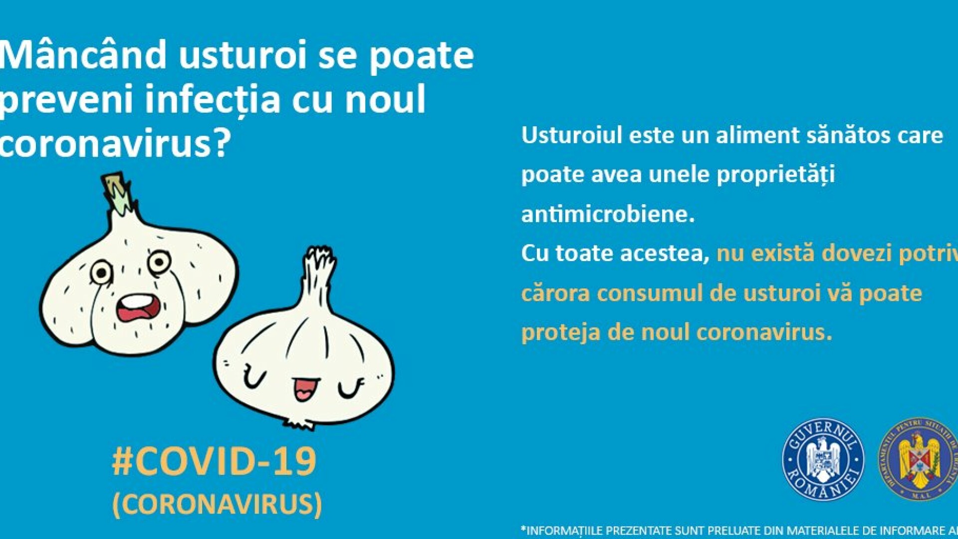 MAI informează că usturoiul nu vindecă noul coronavirus