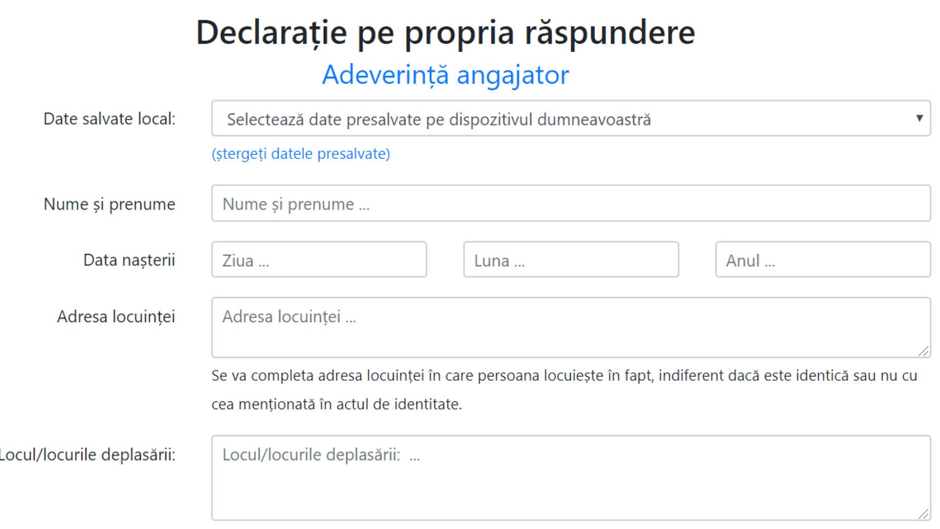 Declarația pe proprie răspundere poate fi completată și online