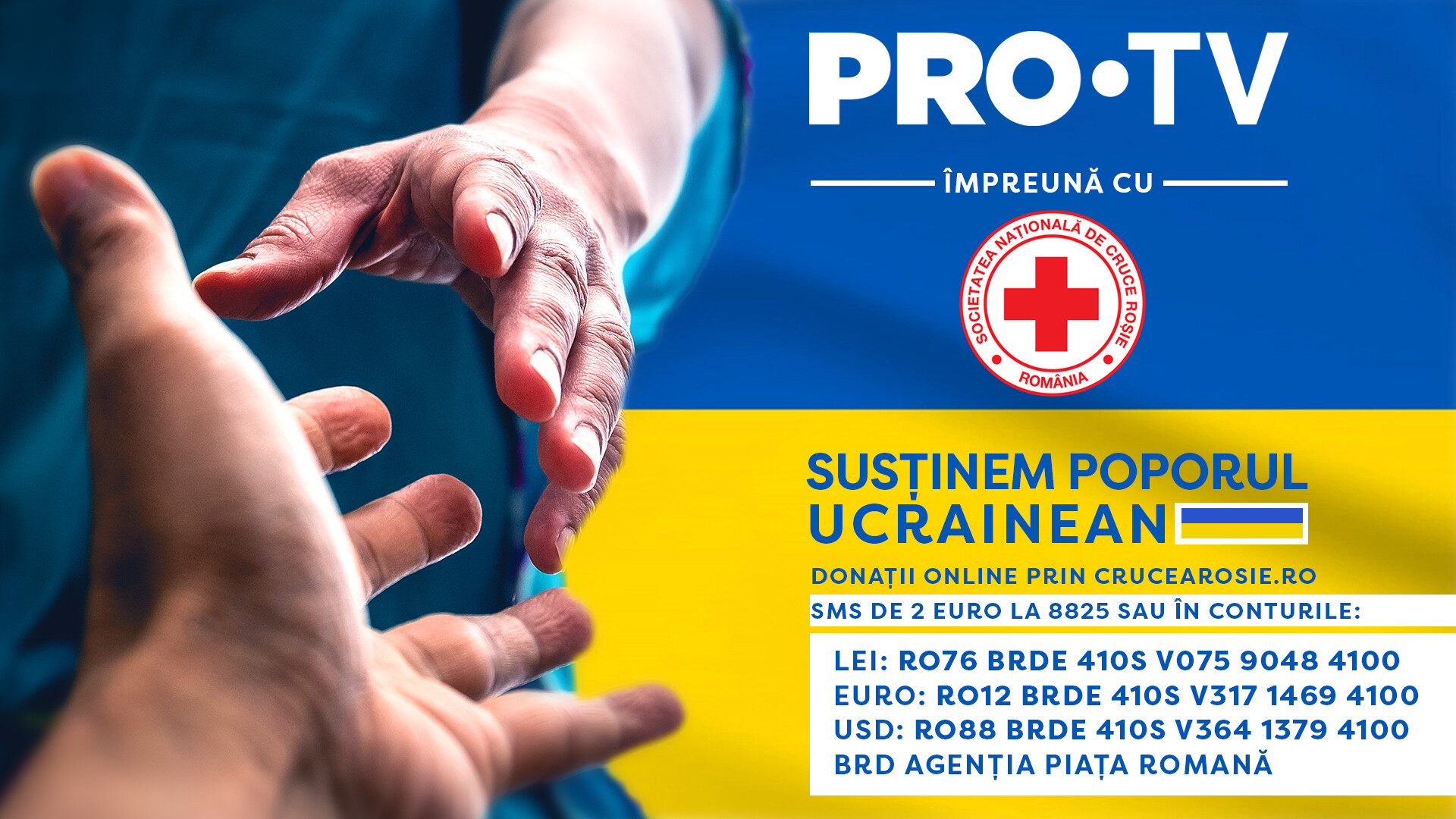 PRO TV și Crucea Roșie susțin poporul ucrainean. Conturile în care puteți dona