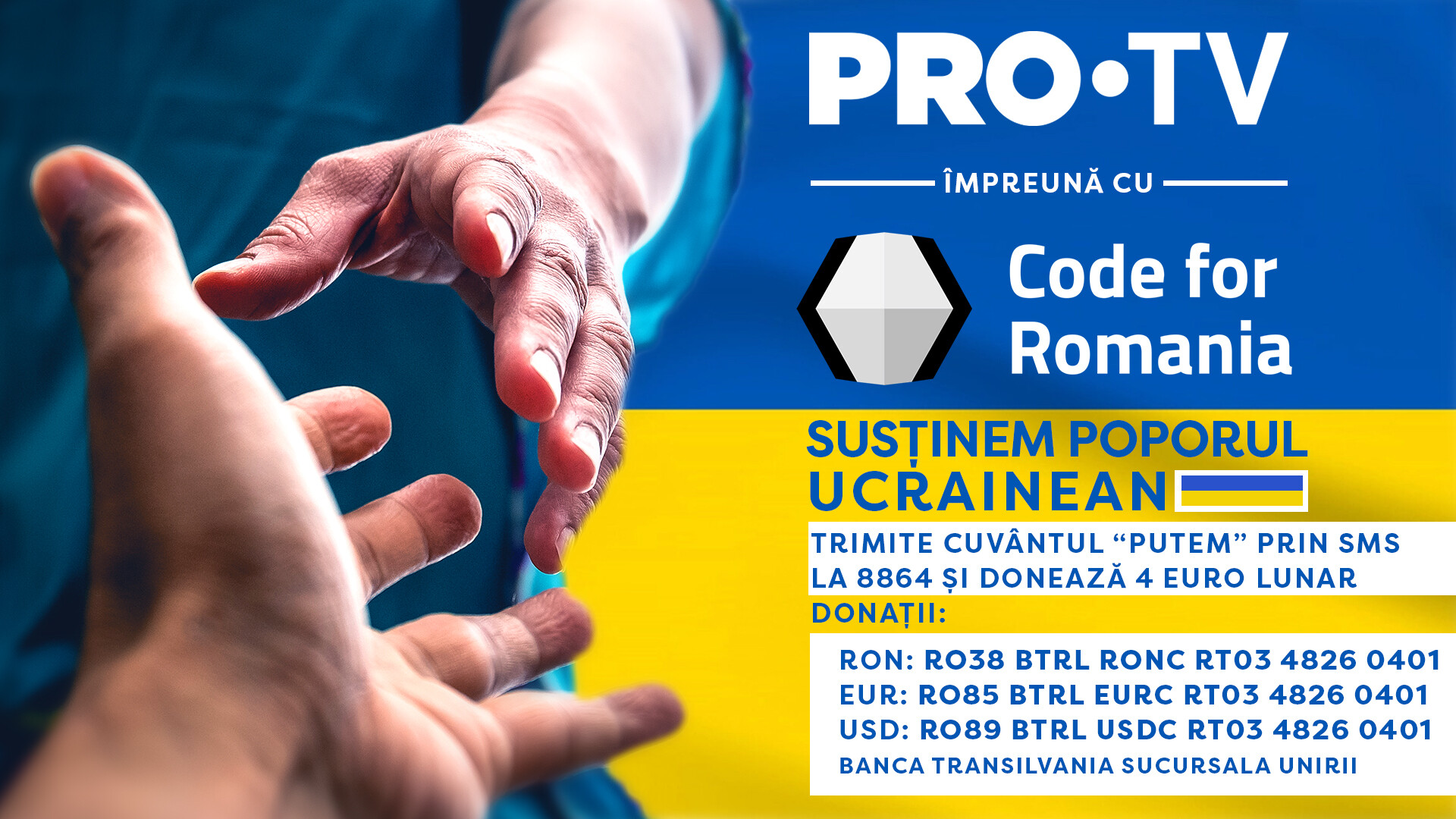 PRO TV și Code for Romania susțin poporul ucrainean