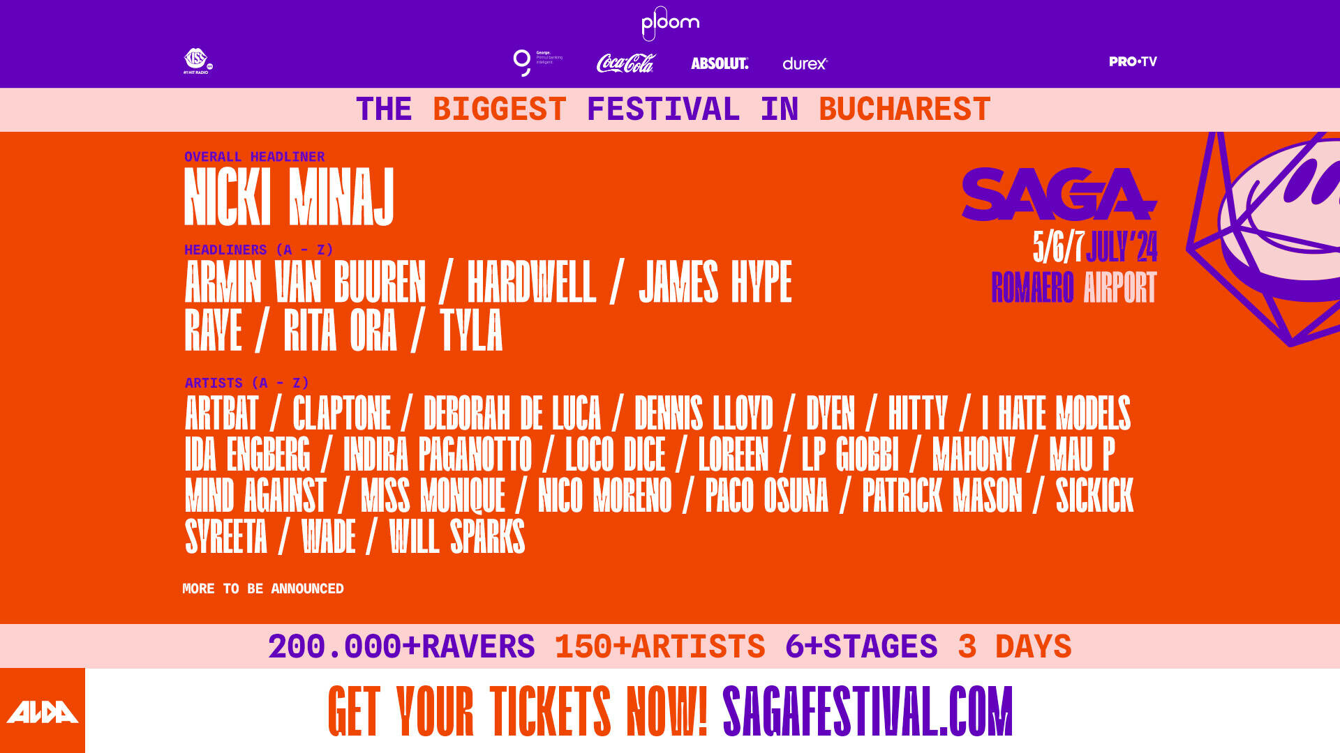 Hardwell și Rita Ora vin la SAGA Festival