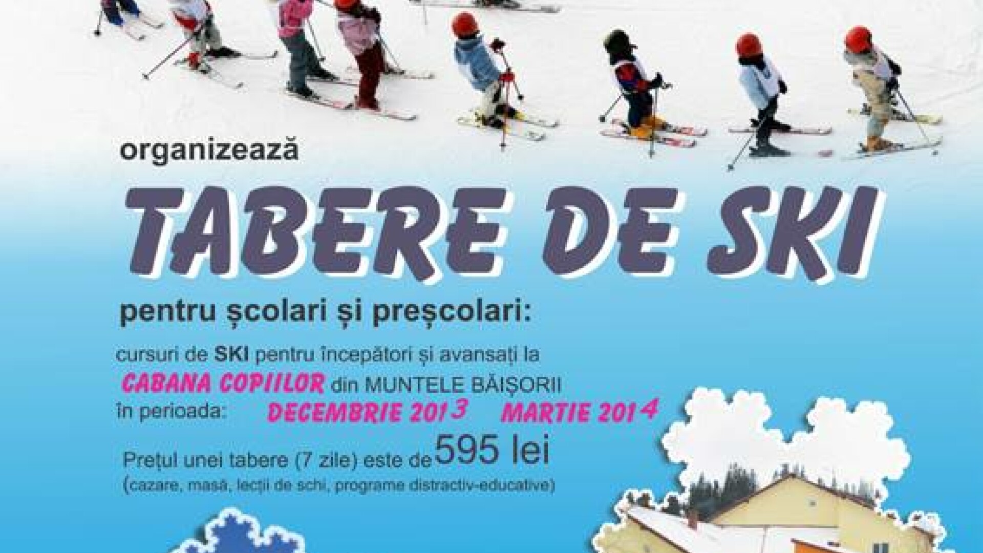 Au inceput inscrierile pentru taberele de schi organizate de Palatul Copiilor din Cluj