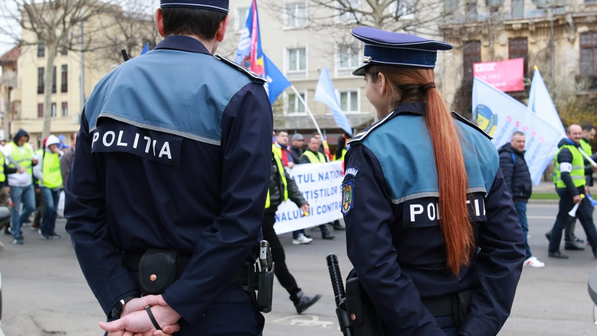 Poliţiştii protestează nemulţumiţi de salarii şi de modul în care sunt calculate sporurile, in Bucuresti, Romania,