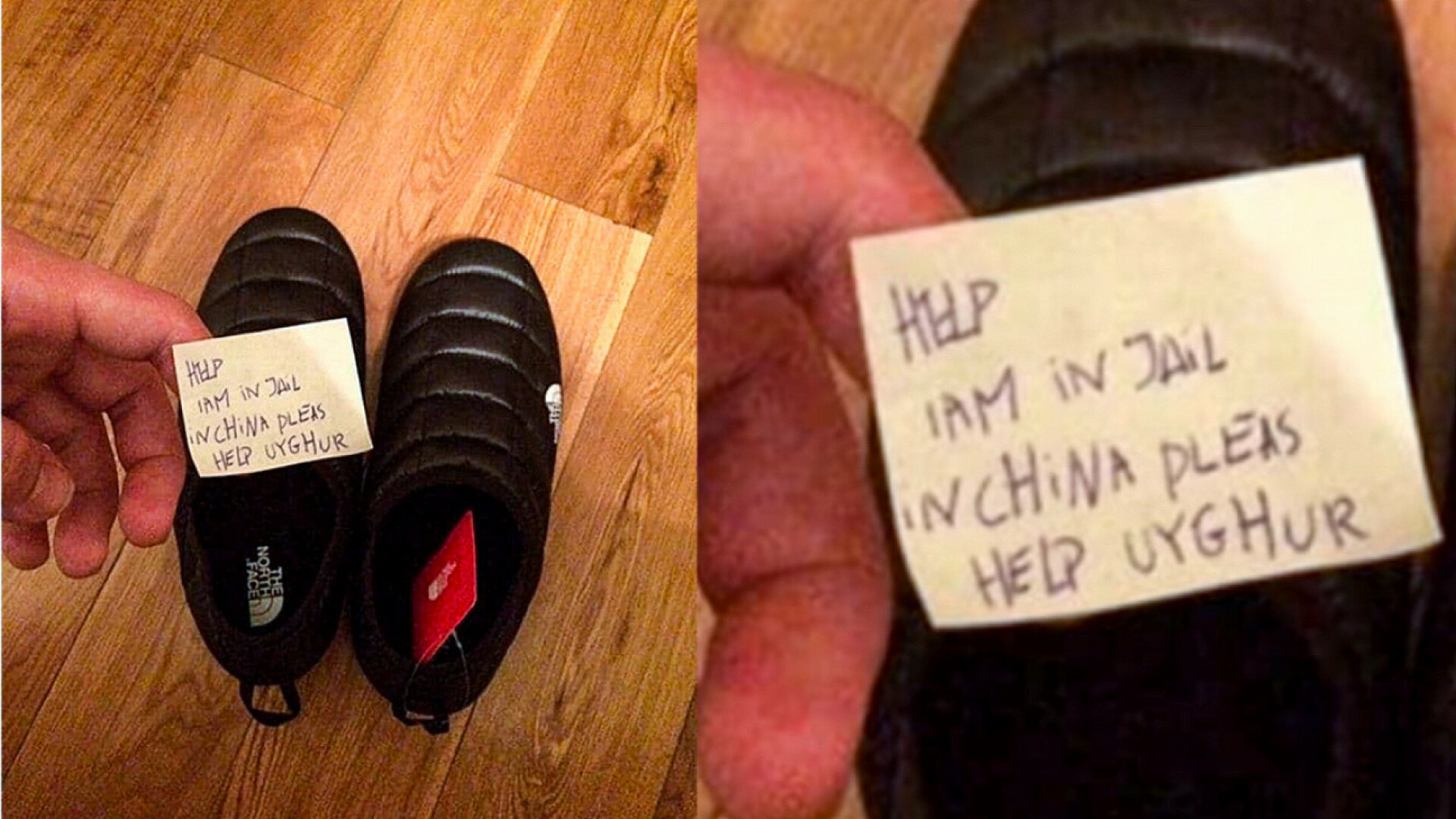 Mesajul unui uigur exploatat, descoperit într-o pereche de papuci de firmă. ”Ajutor, sunt într-o închisoare în China”