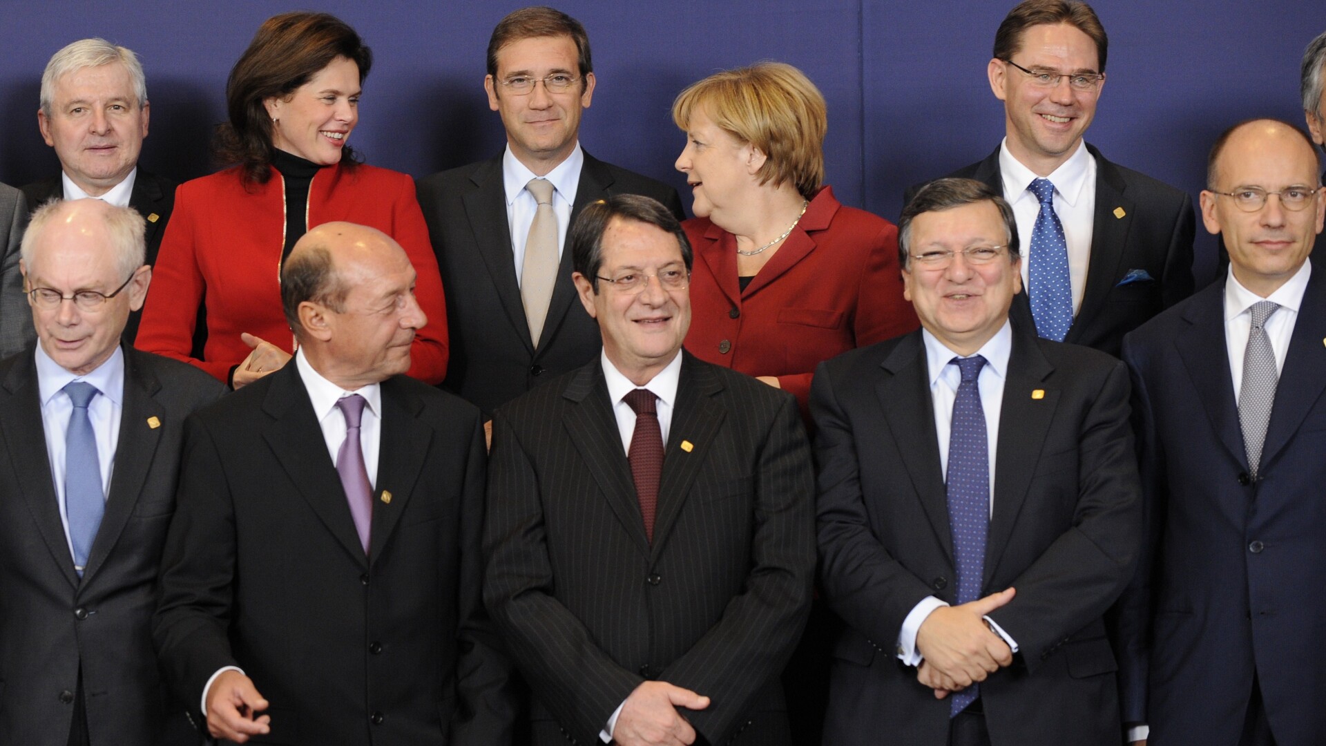 Traian Basescu, Angela Merkel, Jose Manuel Barroso, David Cameron