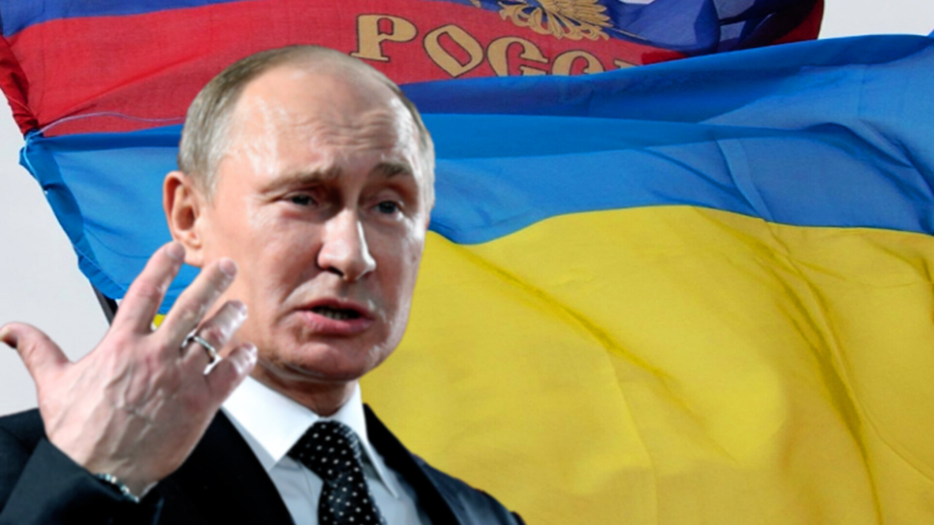 Putin cu steag UCraina si Rusia