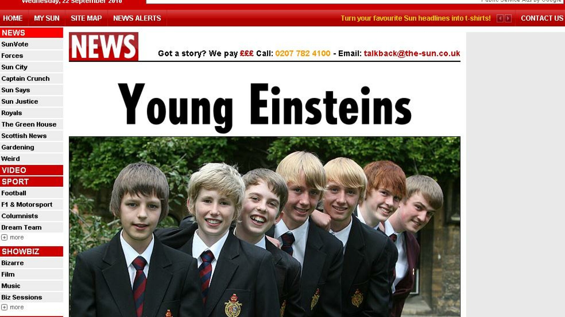Opt baieti de la aceeasi scoala au acelasi IQ ca Einstein