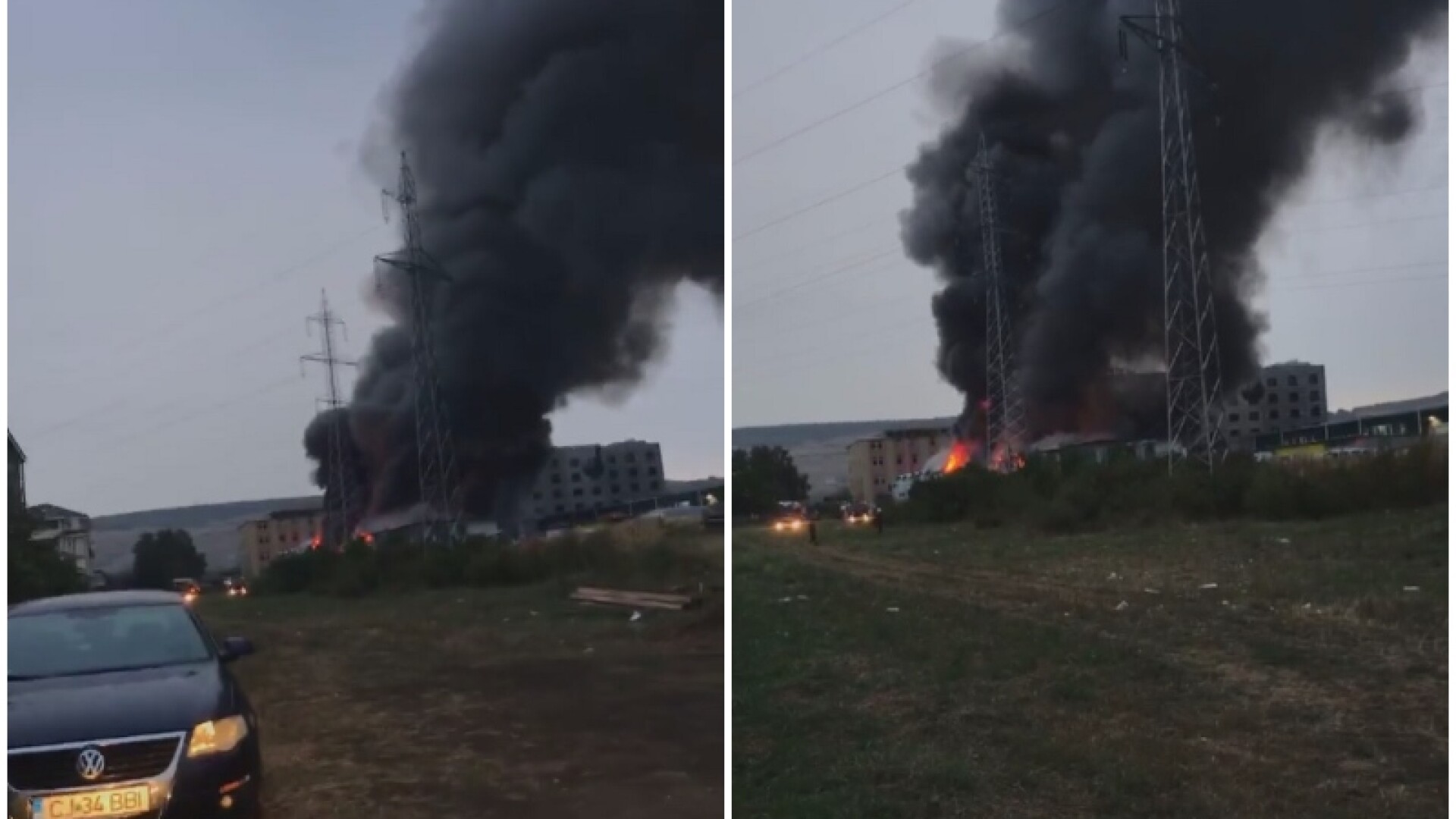 Incendiu puternic la un depozit din Cluj