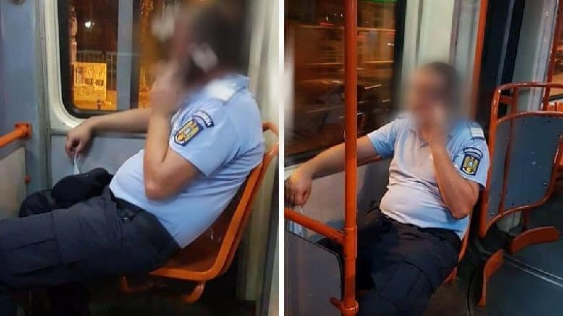Jandarm din Ialomița sancționat de șefii săi pentru că nu purta mască în tramvai la București