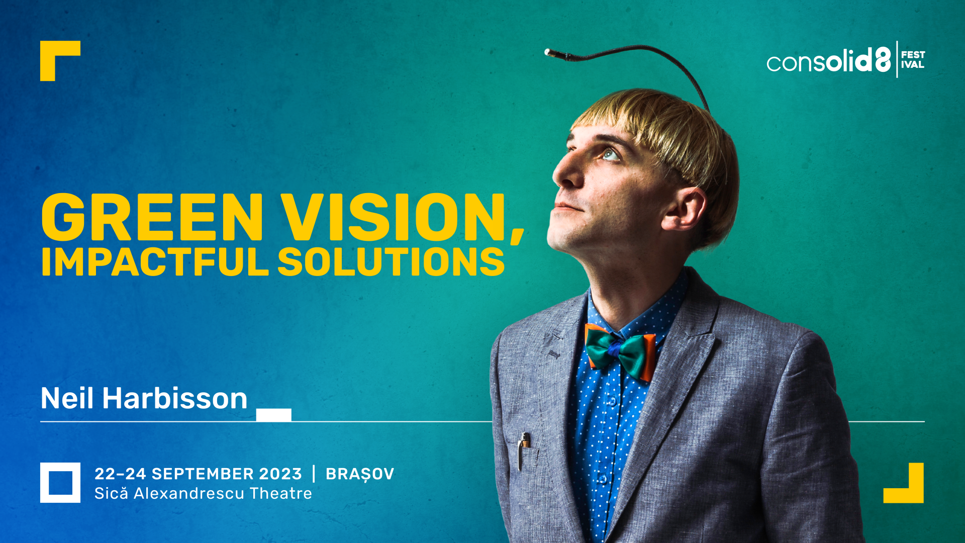 Neil Harbisson, primul artist cyborg din lume, va fi invitat special la Festivalul consolid8 din Brașov în septembrie