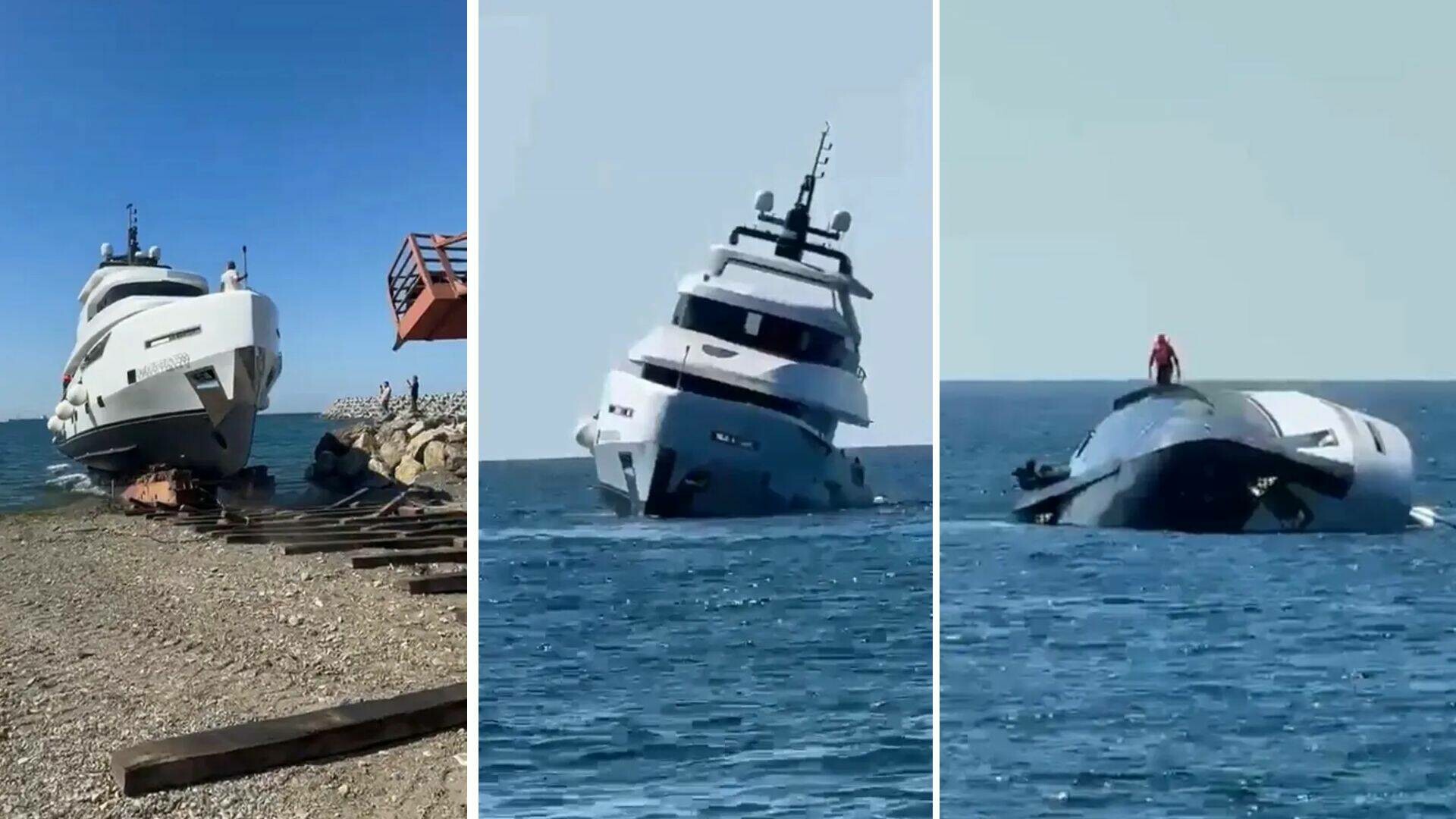 Cum să bagi 1 milion de dolari la apă. Yaht de lux, scufundat imediat după lansare, echipajul a sărit în mare
