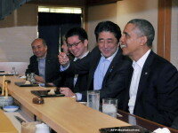 Barack Obama si Shinzo Abe la restaurantul Sukiyabashi Jiro