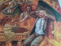 Vladimir Putin arzand in flacarile iadului