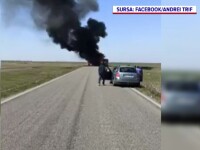 Un camion a luat foc în mers, pe o șosea din Brăila. Șoferul a reușit să împiedice o tragedie