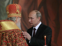 Vladimir Putin a participat la slujba de Înviere de la Catedrala Hristos Mântuitorul din Moscova
