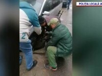 Un bărbat din Iași s-a trezit dimineața cu mașina scufundată într-o groapă. Și-a sunat mai întâi șeful