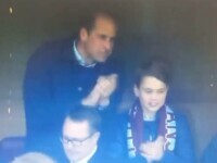 Prinţul William şi George, la meciul Aston Villa – Lille. Este prima apariție după anunțul privind cancerul lui Kate