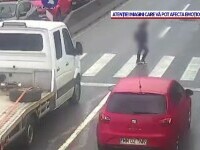 Momentul în care un copil de 10 ani este lovit de o mașină condusă de un tânăr de 19 ani, pe trecerea de pietoni, în Mureș