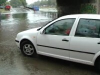 Ploi torentiale in Bucuresti si Timisoara. Un copac a cazut peste o masina in Capitala, zeci de locuinte sunt inundate
