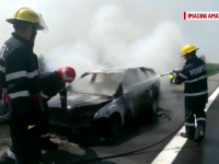 Mașină făcută scump pe autostrada București-Pitești